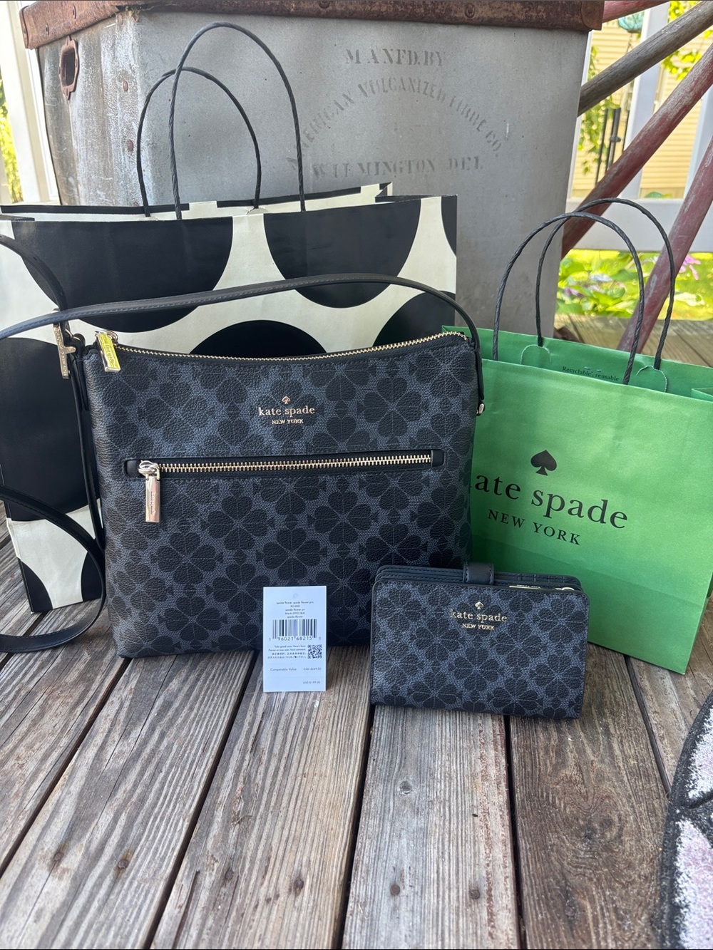 kate spade Black Logo Crossbody Bag with Matching Wallet